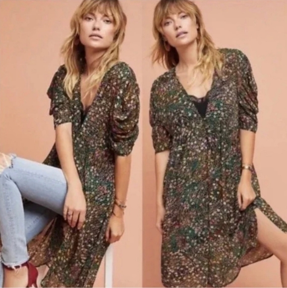 Anthropologie Akemi + Kin sheer button down multicolor dress size small - Picture 2 of 6